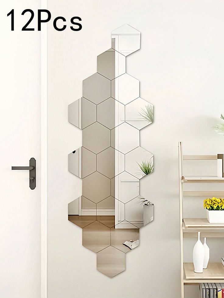 6/12pcs 3D Hexagon Mirror Wall Sticker Rose Gold DIY TV Background Living Room Stickers Wall Decor Bedroom Bathroom Home Decor