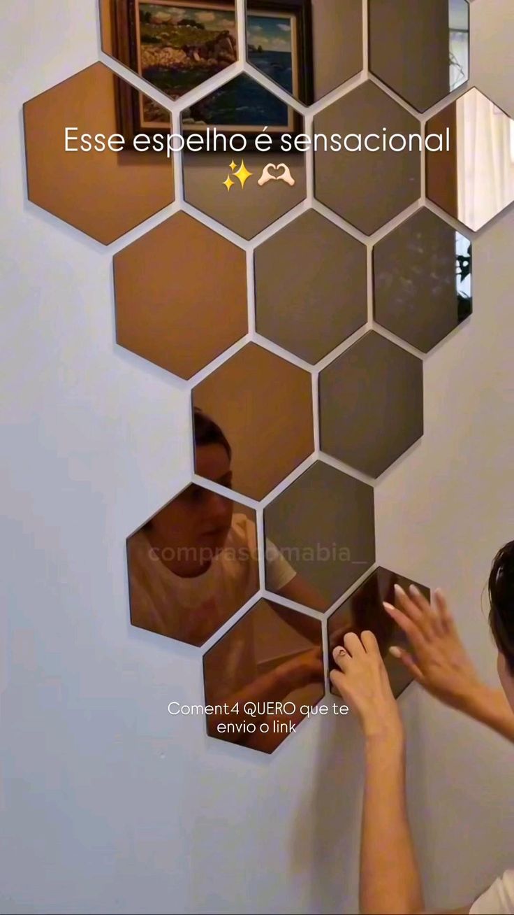 6/12pcs 3D Hexagon Mirror Wall Sticker Rose Gold DIY TV Background Living Room Stickers Wall Decor Bedroom Bathroom Home Decor