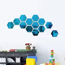 6/12pcs 3D Hexagon Mirror Wall Sticker Rose Gold DIY TV Background Living Room Stickers Wall Decor Bedroom Bathroom Home Decor