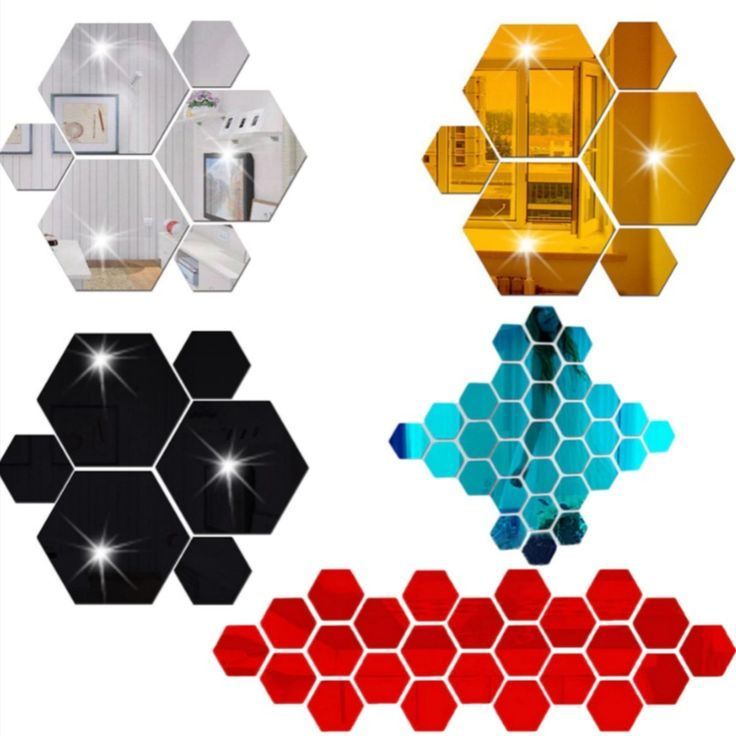 6/12pcs 3D Hexagon Mirror Wall Sticker Rose Gold DIY TV Background Living Room Stickers Wall Decor Bedroom Bathroom Home Decor